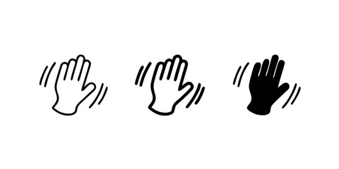 Fototapeta premium Waving Hand Icon Set with Motion Lines for Hello or Goodbye Concept Vector.