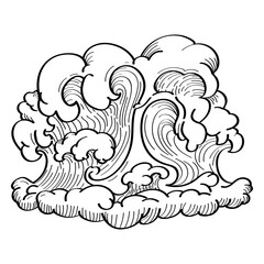 Naklejka premium Png outline wave design element, transparent background