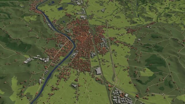 3D looped animation of city - Empoli Italy
