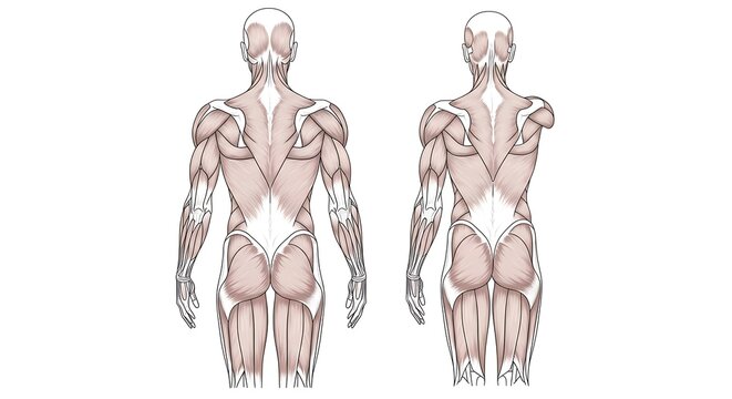 Anatomical skeletal system front and back views.