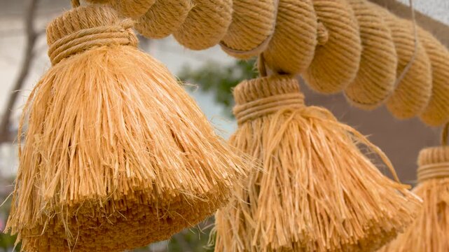 Traditional Shimenawa Sacred Rope Hanging from a Torii Gate in Kanazawa Japan