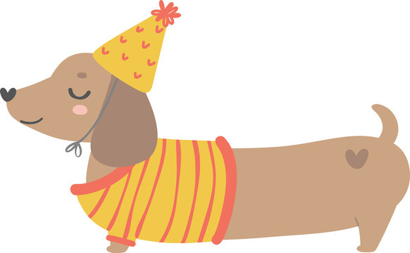 Birthday Dachshund celebration clip art