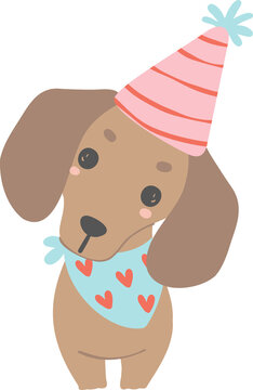 Birthday Dachshund celebration clip art