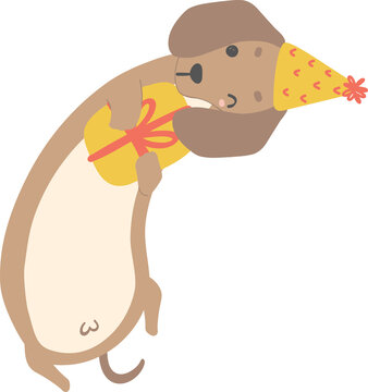 Birthday Dachshund celebration clip art