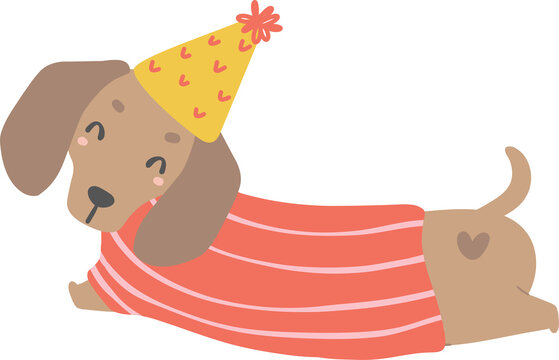 Birthday Dachshund celebration clip art