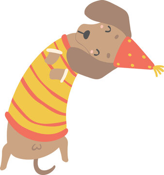 Birthday Dachshund celebration clip art