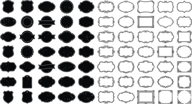 Collection Of Decorative Frame Shapes On White Background