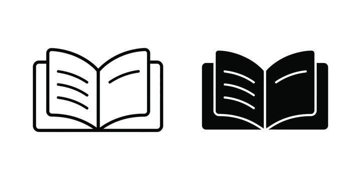 book icon vector pack in black color featuring editable reading, education and library symbols for web, app and academic design projects.
