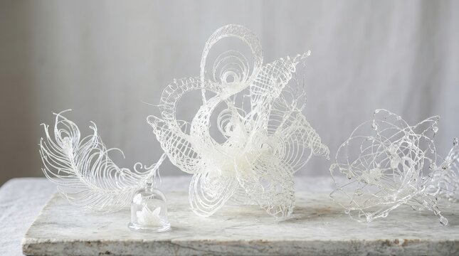 Intricate white sugar sculpture artistry for elegant dessert decoration