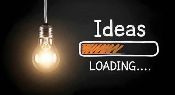 Glowing lightbulb with idea concept loading inspiration