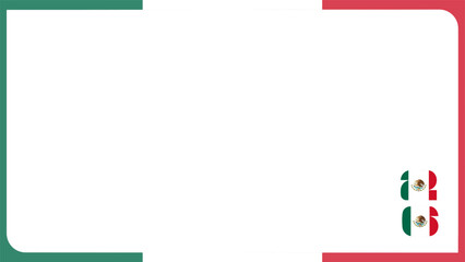 World Cup 2026 border frame vector featuring Mexico flag theme. Modern geometric soccer match schedule layout with empty copy space for Mexican football tournament graphics. © Kybo Creative