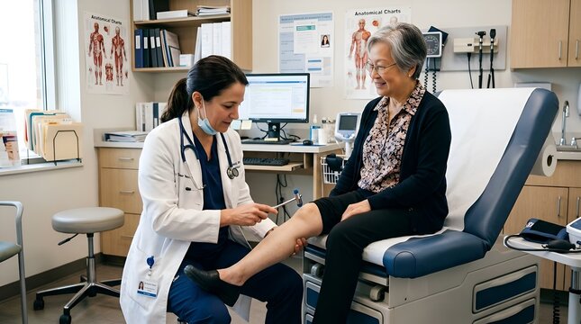 Doctor Examining Patient's Knee During Medical Exam