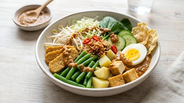Gado-gado salad with creamy peanut sauce, Indonesian cuisine