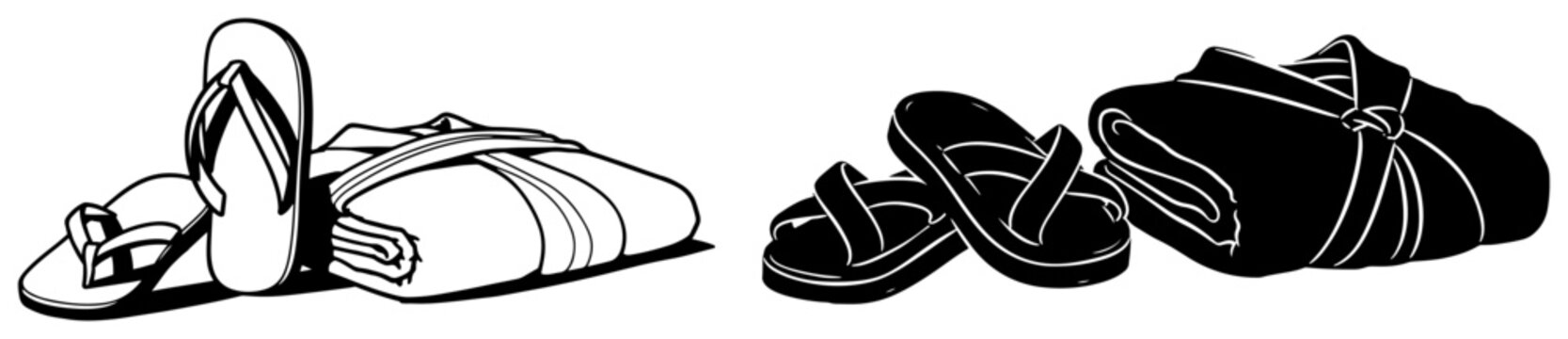 biblical sandals and folded robes with ancient traveler garments minimalist design