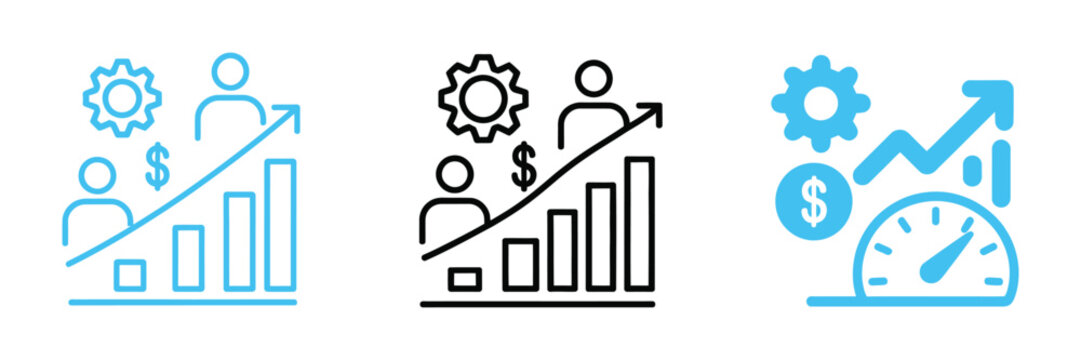 Capacity Increase Triple style icon vector illustration for Business Growth, Storage Expansion and Performance Improvement concepts.