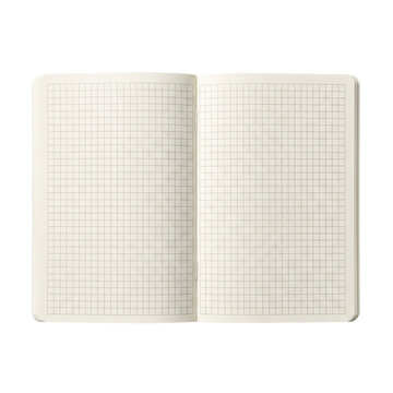Open blank grid notebook on transparent background