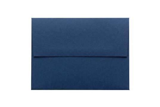 Navy blue textured paper greeting envelope back view