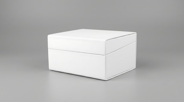 Isolated rectangular white cardboard watch box mockup, empty luxury packaging container for branding, shipping, gift