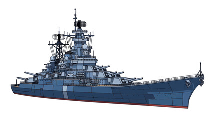 Naval Battleship Warship Illustration, Military Vessel, Ocean Navy © Zahem