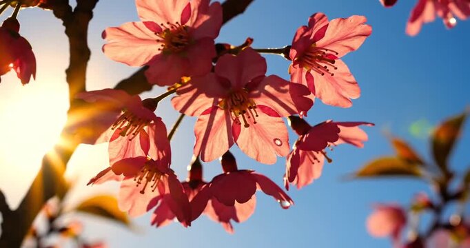 Pink Cherry Blossom Tree in Bloom.