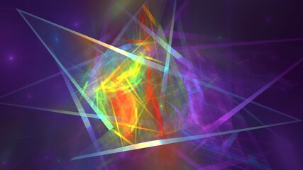 Naklejka premium Illustration created as a 3D render without generative AI, abstract neon curves futuristic fractal background