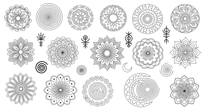 Black and white mandala designs.