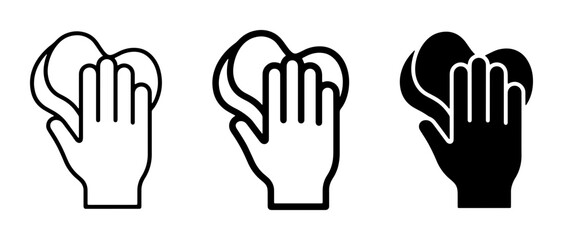 Obraz premium Hand Cleaning Icon Set, Sponge Wipe Vector Graphics, Household Chores and Hygiene Symbols
