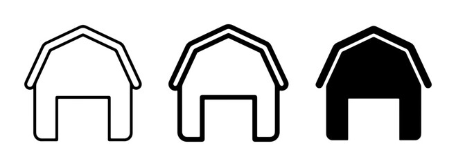 Barn Icons Set, Farm Building Silhouettes, Agricultural Structure Vector Graphics © Aminur