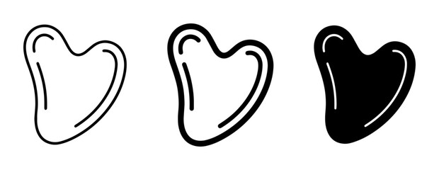 Gua Sha Stone Icons, Heart Shape Beauty Tool Vector Set, Facial Massage Therapy Elements © Jeba