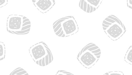 Doodle Sushi Seamless Pattern. with Japanese Maki and Seafood Cartoon Vector Style © Zayyan 