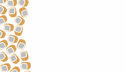 Doodle Sushi Pattern. with Japanese Maki Background. Seafood Cartoon Vector Style © Zayyan 