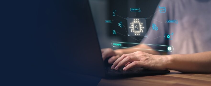 Agentic AI AI agent assistant improves management and workflow with automation for task organisation working, using prompt vibe coding tools that support user interaction on laptop.