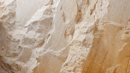 Obraz premium Close-up texture of natural beige stone wall with rough sedimentary layers and earthy tones