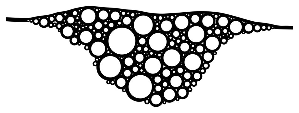 Abstract bubble pattern and circular cell structure forming a concave organic shape