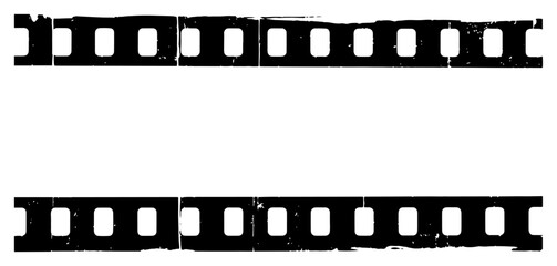 Fototapeta premium Cinema film strip border with distressed edges in vintage grunge style