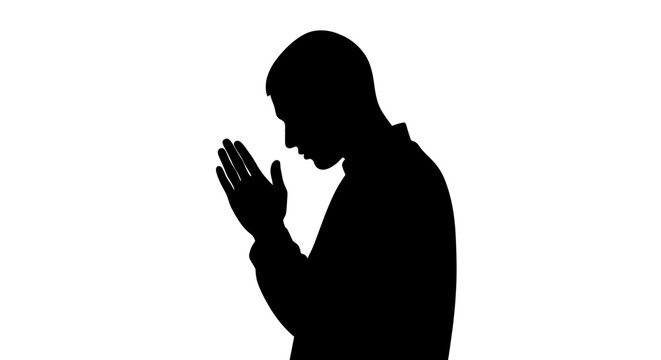 Man Praying Silhouette Profile View.