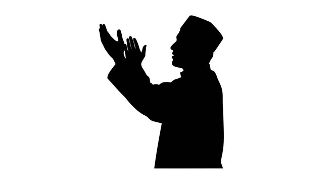 Man Praying Silhouette Profile View.