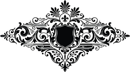 This tribal tattoo design of a winged skull features ornate floral elements, baroque scrolls, and a silhouette of a painting in a decorative frame. © MOSTHANUFA