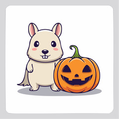 Fototapeta premium Cute Hamster with Jack-o'-lantern