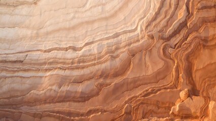 Fototapeta premium Close-up of golden sand dunes with smooth curved ridges under warm sunlight, desert landscape texture