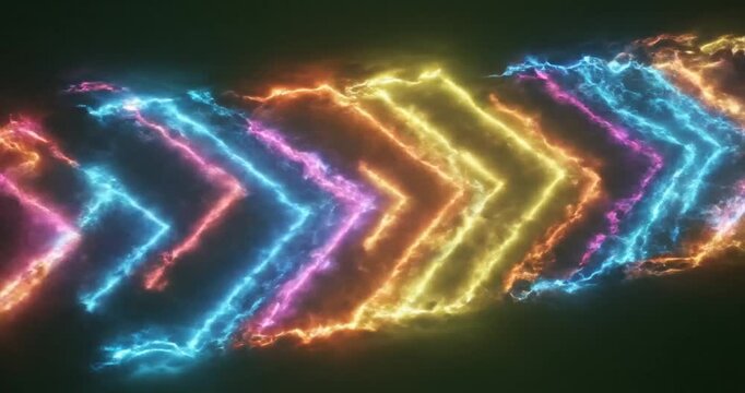 Vibrant neon chevron light trail pattern.