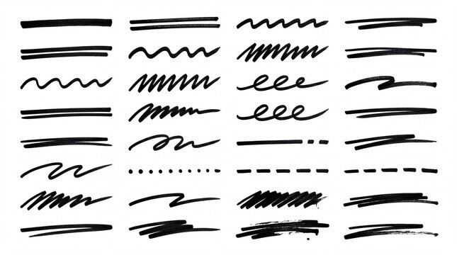 A collection of various black lines and strokes on a white background