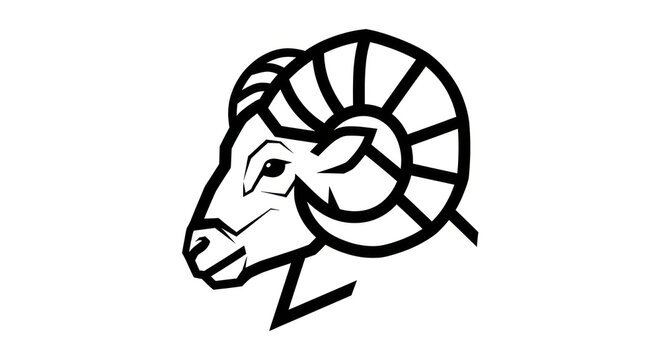 Black line art ram head.