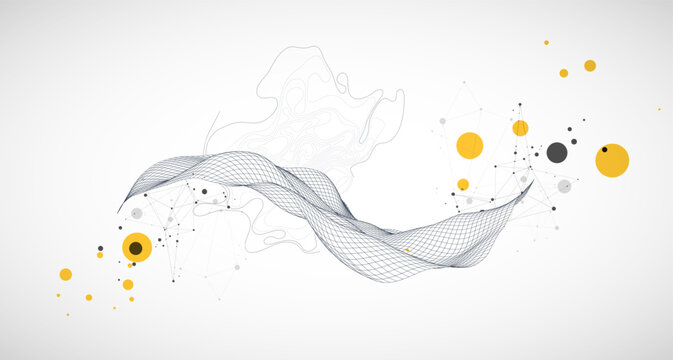 The abstract wave is made in a frame style. Template for science and technology presentation. Vector art.