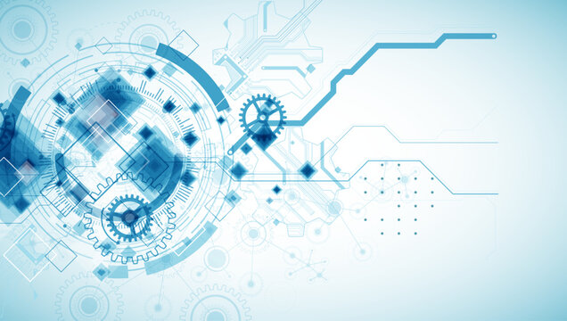 Abstract  technological background  with cogwheels and plexus effect. Vector