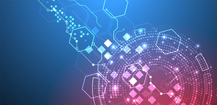 Abstract background. Scientific and technological concept with the use of technical elements formed in the shape of a circle. Vector