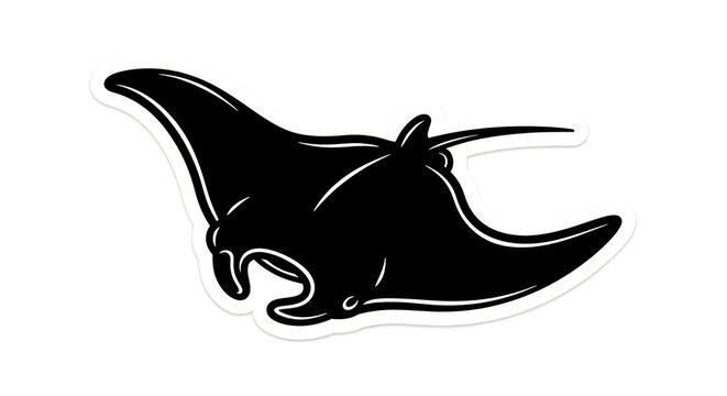 Black Manta Ray Silhouette Illustration.