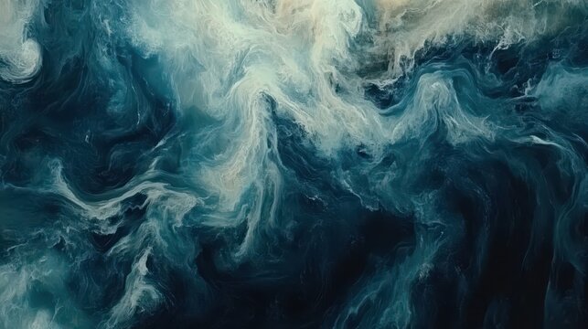 Oceanic oil spills creating mesmerizing swirling patterns on the water surface with natural lighting