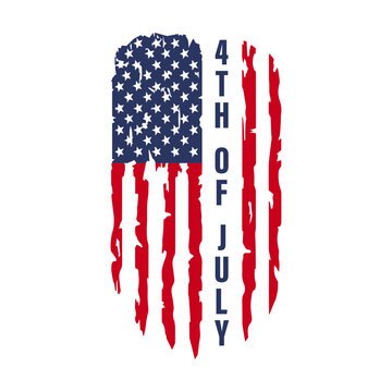 4th of July American flag svg cut file. Isolated vector illustration.