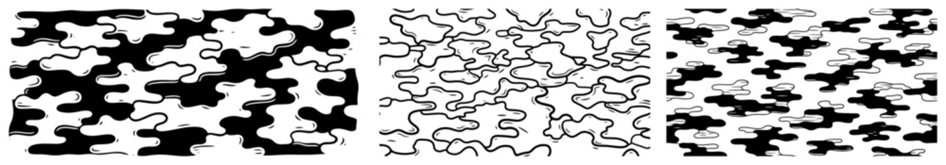 Camouflage seamless pattern set with organic military textures in vector style © Logan